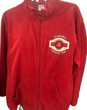 Vtg Golden Groove Alabama Crimson Tide Logo Patch Corduroy Red Jacket Sz Large